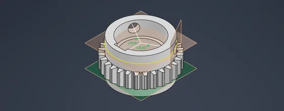 Componente meccanico complesso modellato in CAD 3D